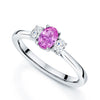 Berry's Platinum Oval Cut Pink Sapphire And Diamond Three Stone Ring - Berry's Jewellers