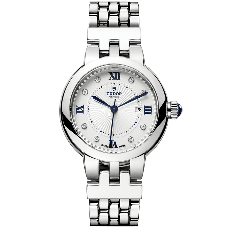 TUDOR Clair de Rose 30mm Opaline Silver Diamond Dial Ladies Bracelet Watch - Berry's Jewellers