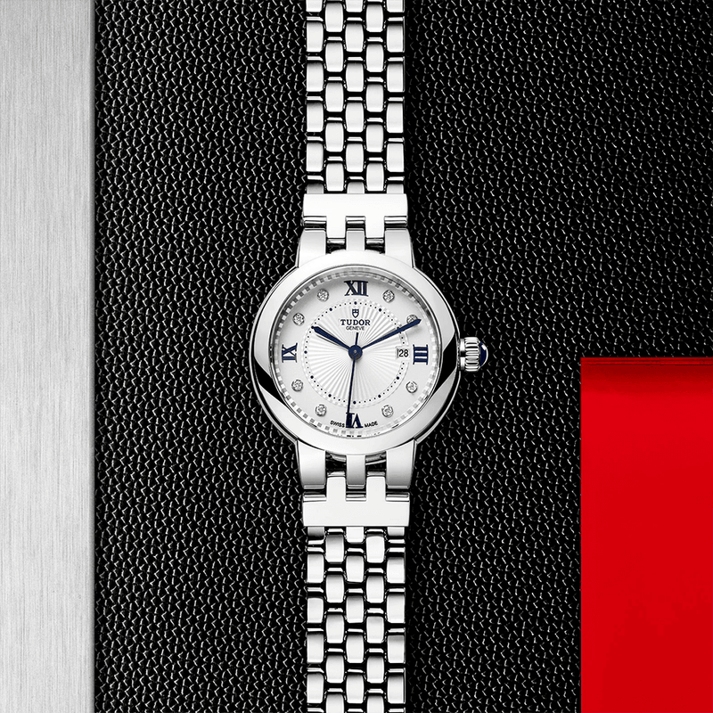 TUDOR Clair de Rose 30mm Opaline Silver Diamond Dial Ladies Bracelet Watch - Berry's Jewellers