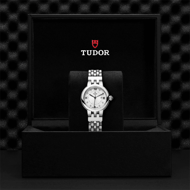 TUDOR Clair de Rose 30mm Opaline Silver Diamond Dial Ladies Bracelet Watch - Berry's Jewellers