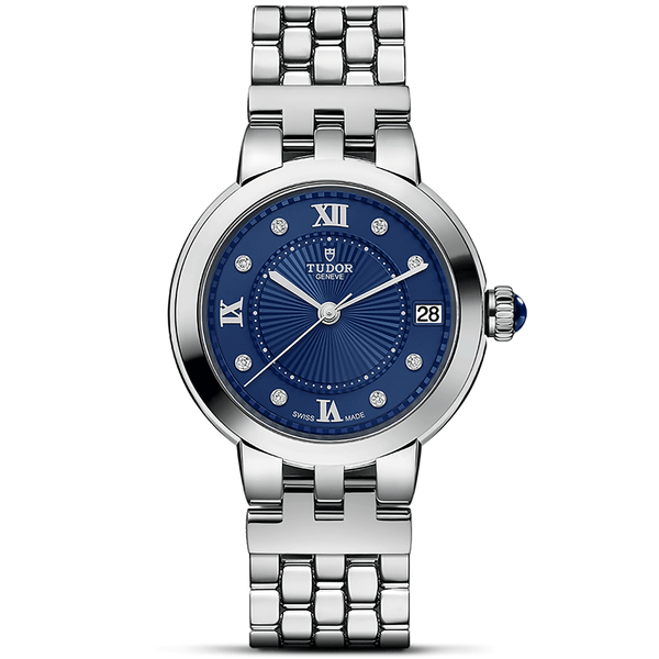 TUDOR Clair de Rose 34mm Blue Diamond Dial Ladies Bracelet Watch - Berry's Jewellers
