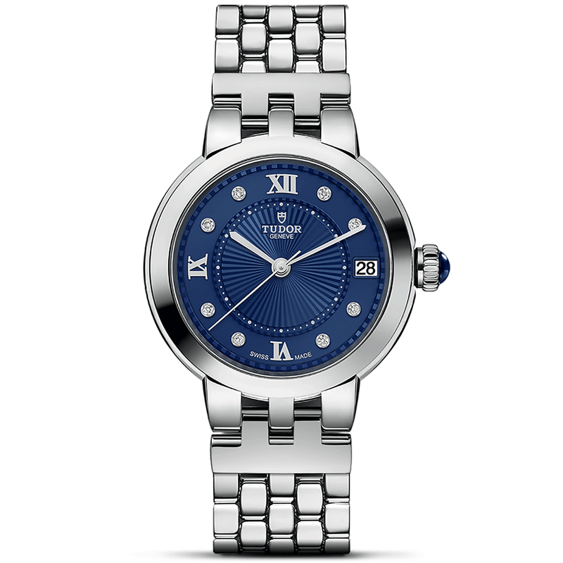 TUDOR Clair de Rose 34mm Blue Diamond Dial Ladies Bracelet Watch - Berry's Jewellers
