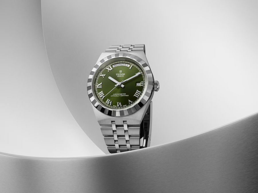 TUDOR Royal watch with green dial and stainless steel bracelet