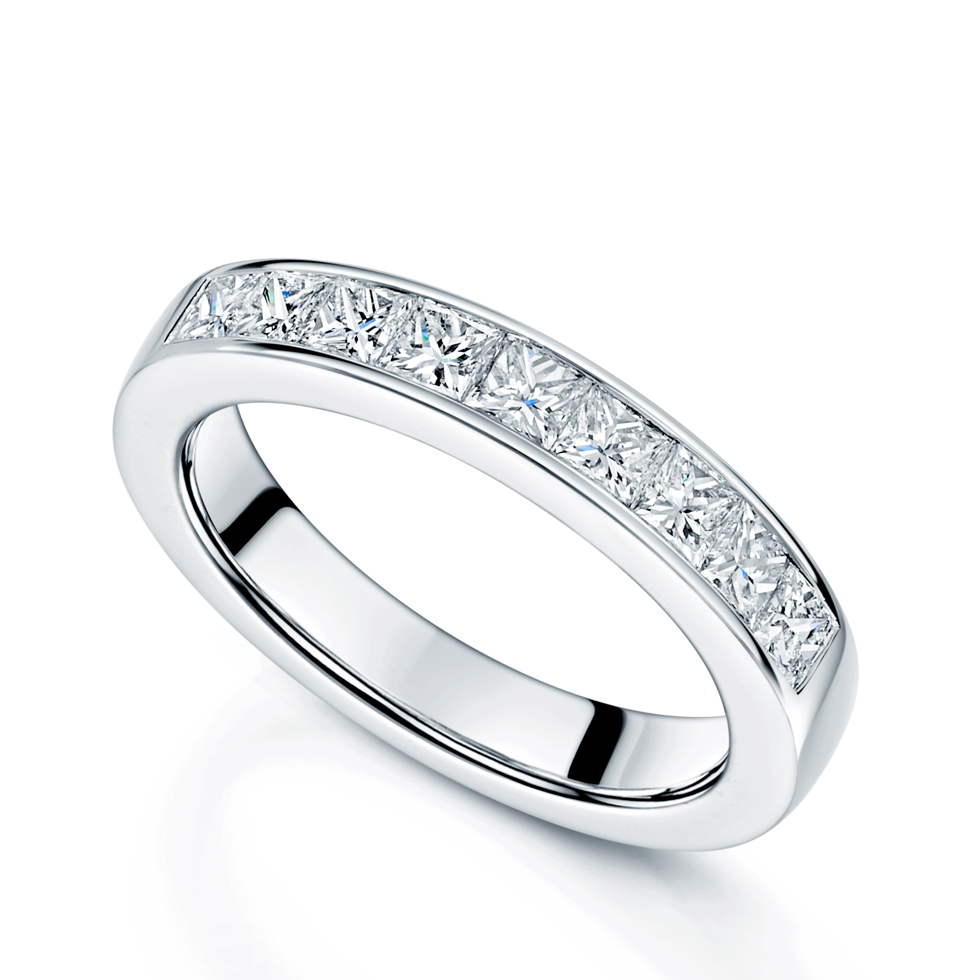 Platinum Set Princess  Cut Diamond Eternity Ring