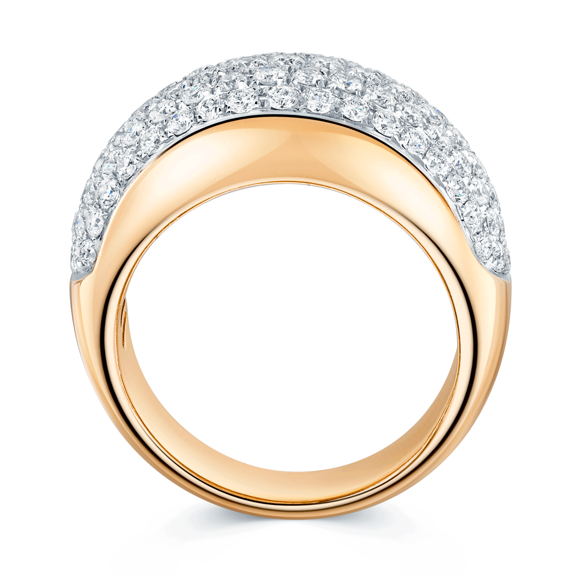 18ct Rose Gold Round Brilliant Cut Diamond Pave Set Dress Ring
