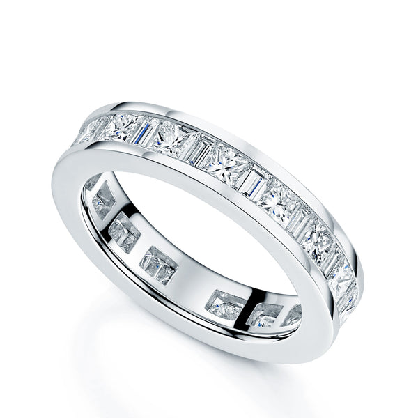 Berry's Platinum Princess And Baguette Cut Full Channel Set Eternity Ring - Berry's Jewellers