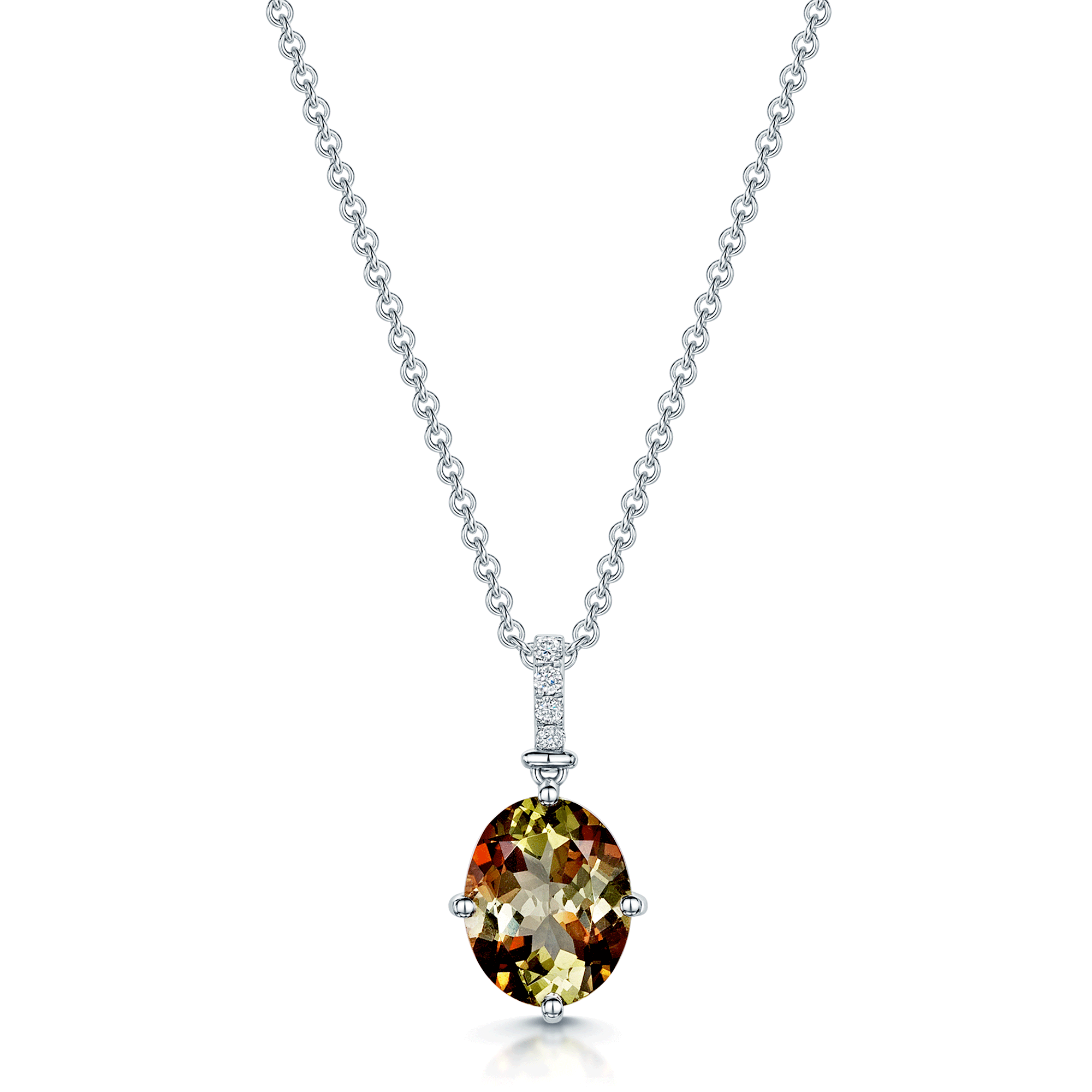 18ct White Gold Oval Cut Andalusite And Diamond Pendant