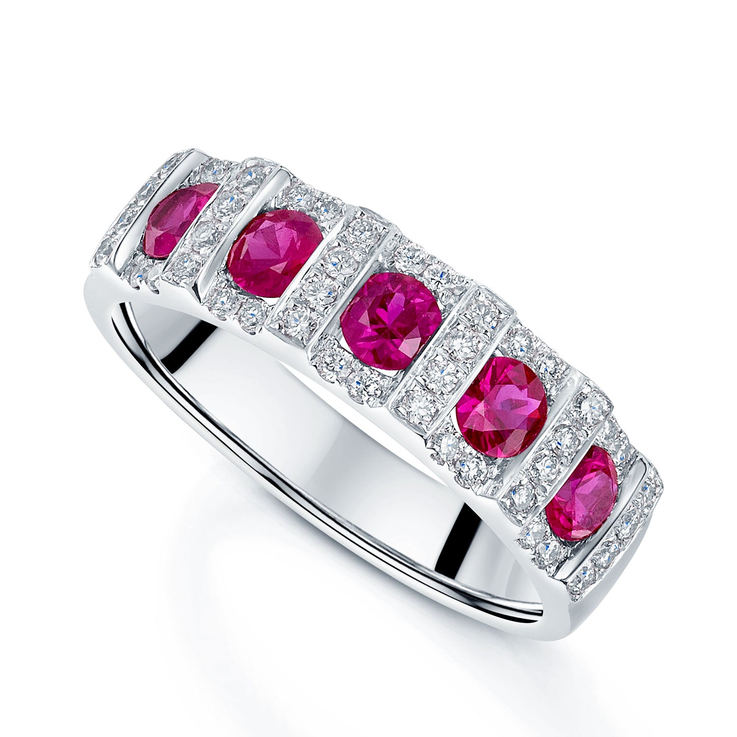 Berry's Platinum Round Brilliant Ruby and Diamond Dress Ring - Berry's Jewellers