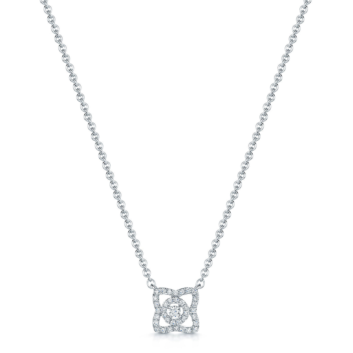 18ct White Gold Diamond Set Flower Pendant