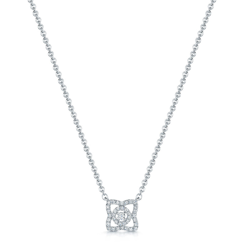 18ct White Gold Diamond Set Flower Pendant