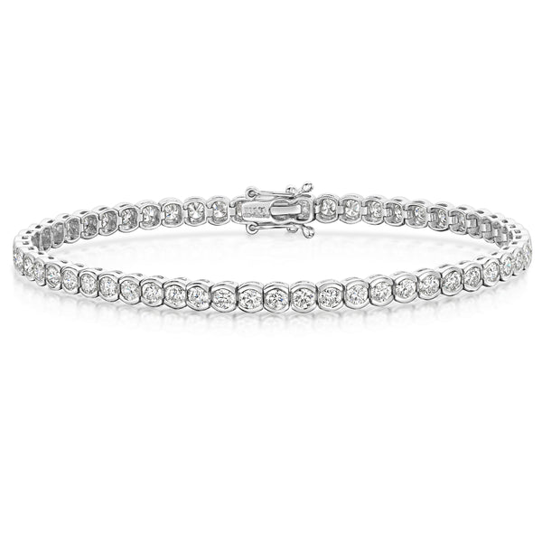 Berry's Platinum Round Brilliant Cut Diamond Rub Over Tennis Bracelet - Berry's Jewellers