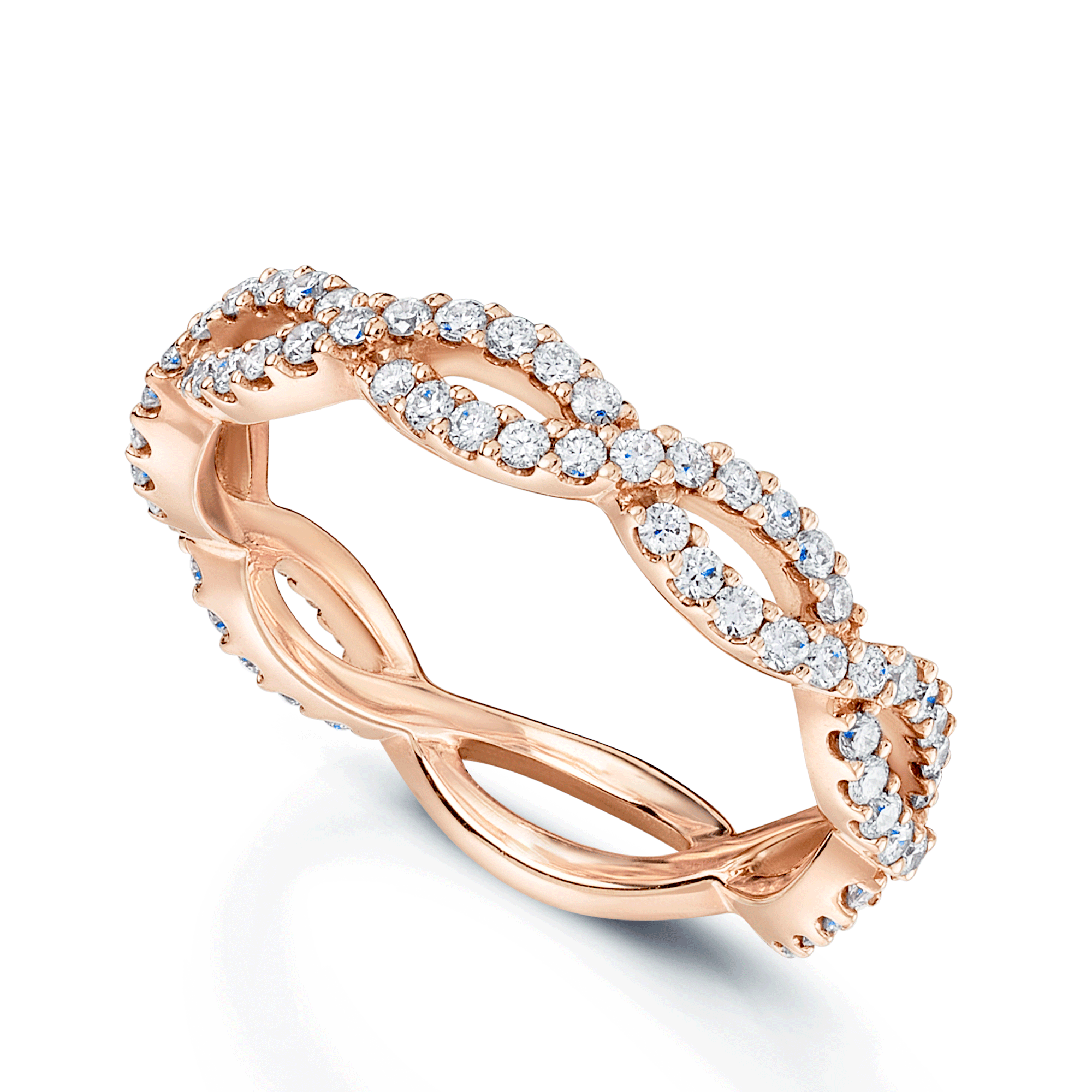 18ct Rose Gold Diamond Set Crossover Design Ring