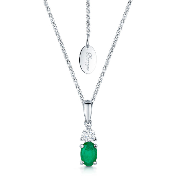 Berry's 18ct White Gold Emerald And Diamond Pendant - Berry's Jewellers