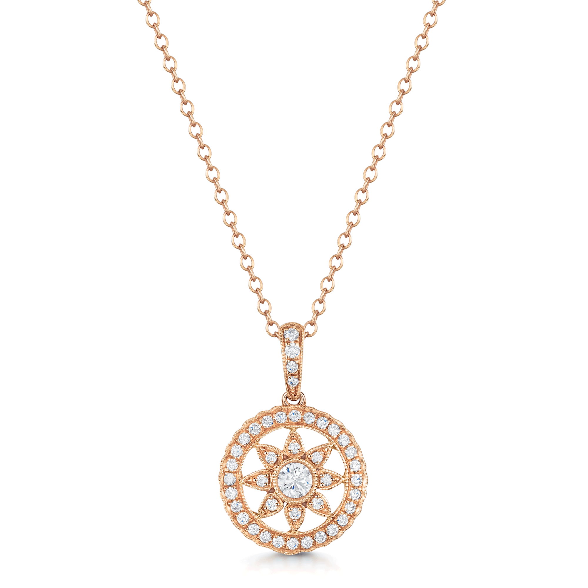 18ct Rose Gold Star Motif Diamond Necklace