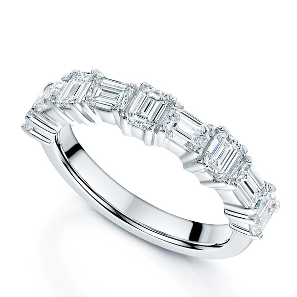 Berry's Platinum Emerald Cut Horizontal And Vertical Diamond Eternity Ring - Berry's Jewellers