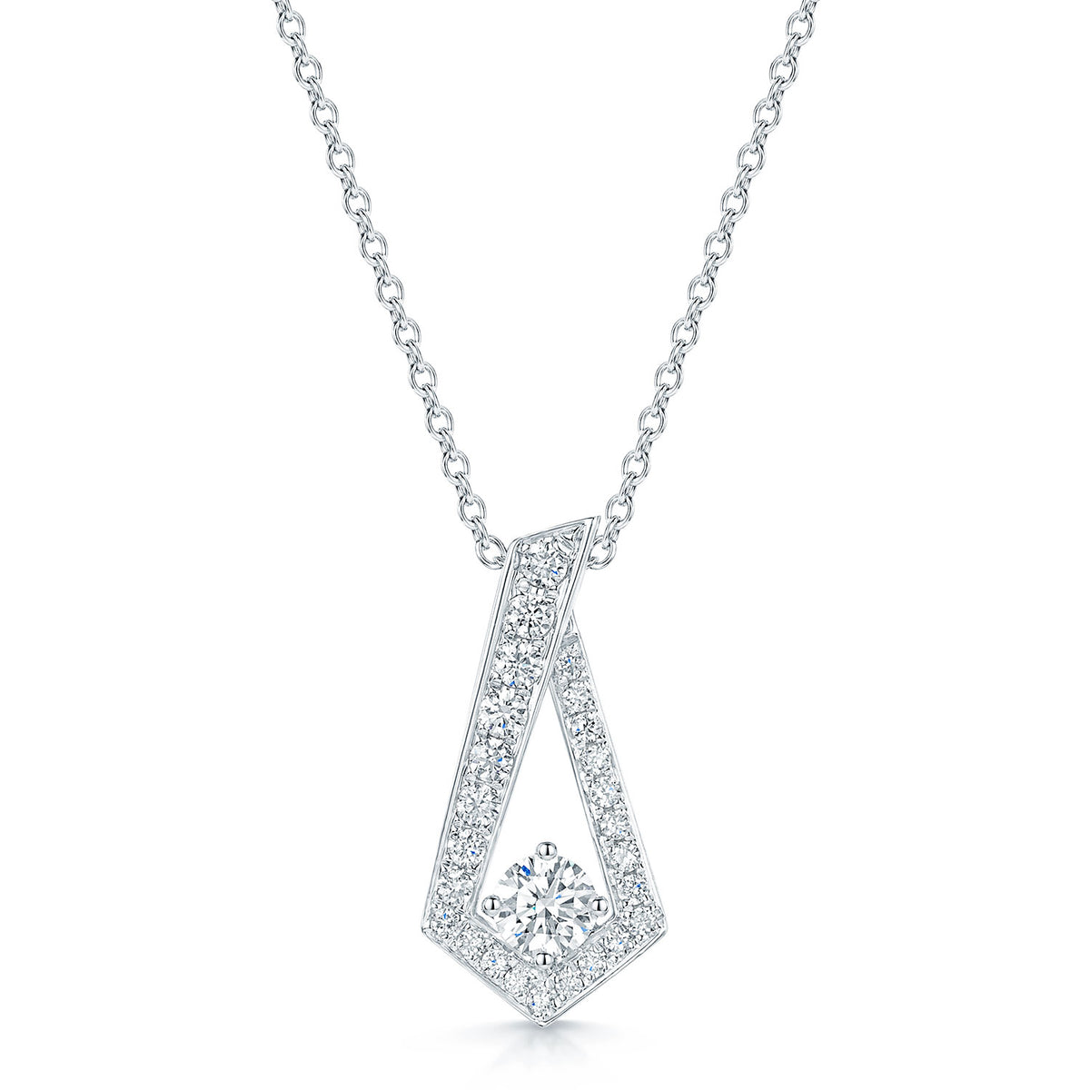 Berry's 18ct White Gold Round Brilliant Diamond Vintage Style Pendant - Berry's Jewellers
