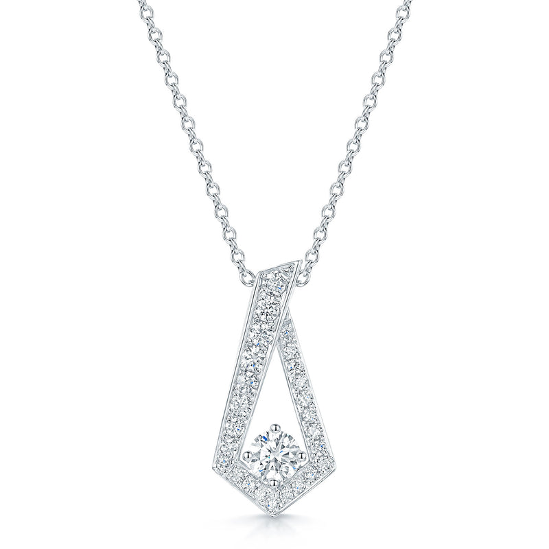 Berry's 18ct White Gold Round Brilliant Diamond Vintage Style Pendant - Berry's Jewellers