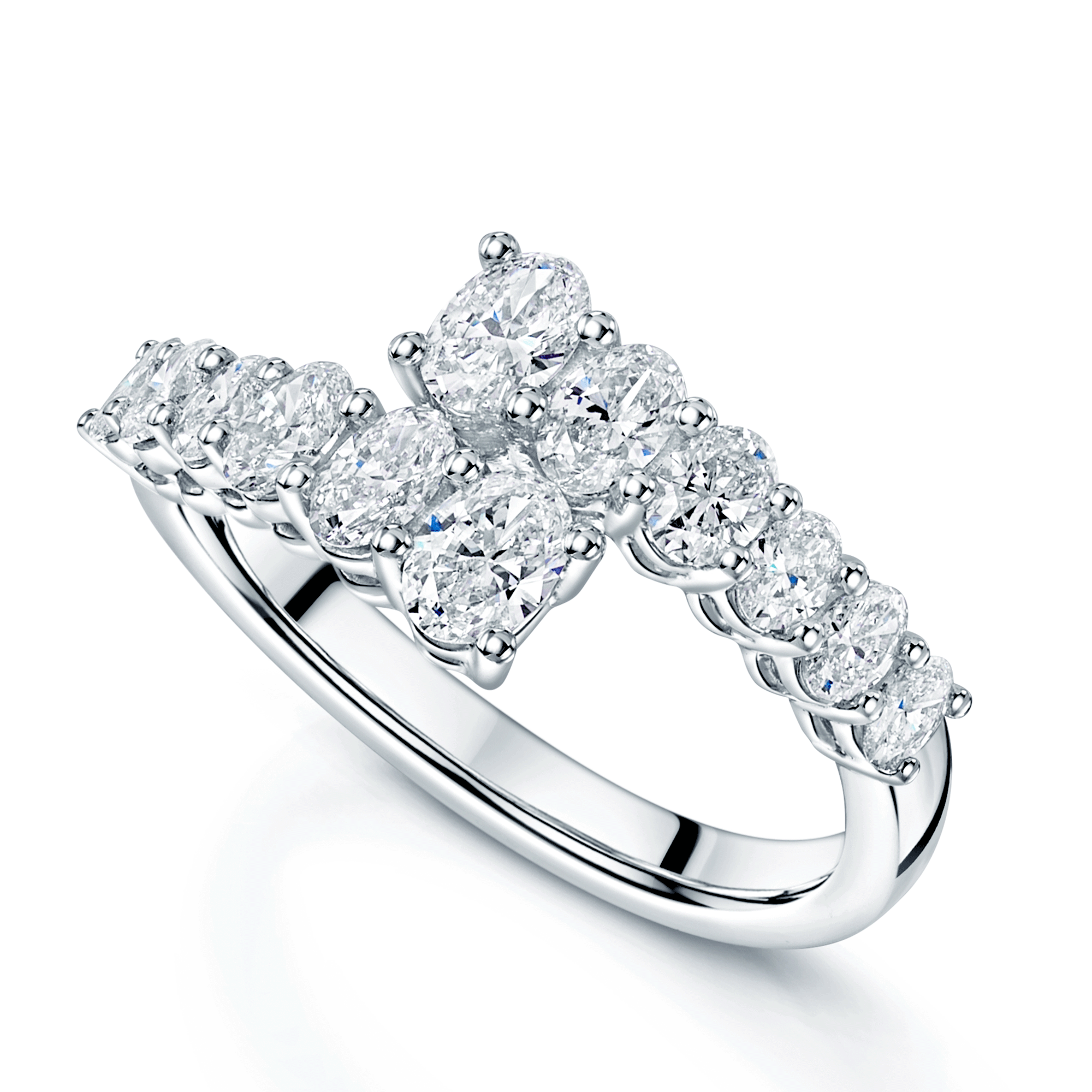 Platinum Oval Cut Diamond Fancy Wrap Design Ring