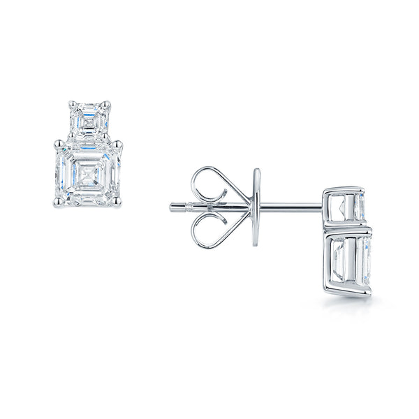Berry's 18ct White Gold GIA Certificated Asscher Cut Diamond Stud Earrings - Berry's Jewellers