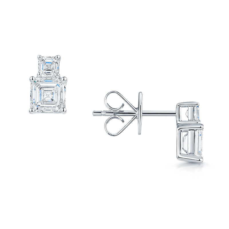 Berry's 18ct White Gold GIA Certificated Asscher Cut Diamond Stud Earrings - Berry's Jewellers