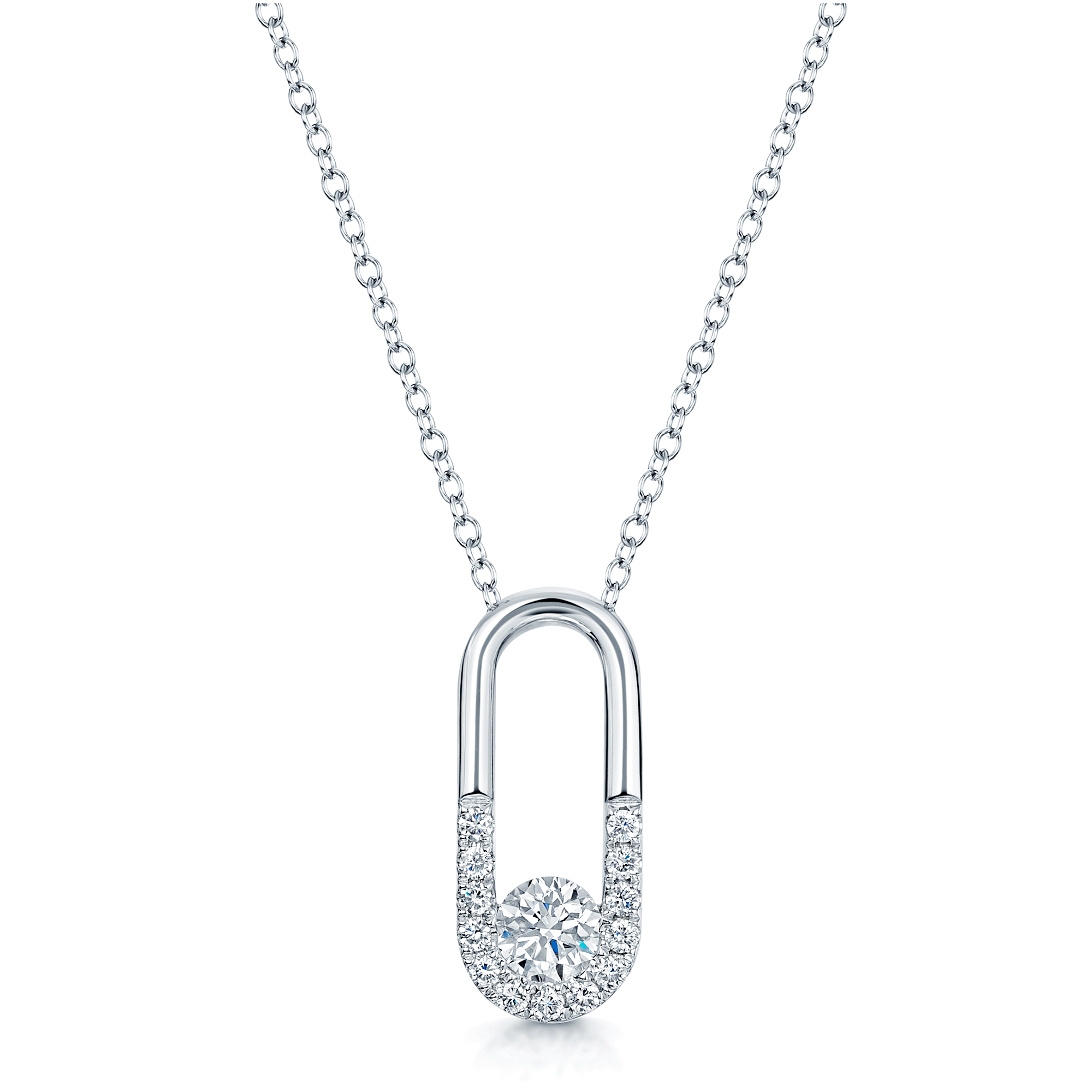 Verve Collection 18ct White Gold GIA Certificated Diamond Loop Pendant