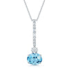 18ct White Gold Oval Cut Aquamarine and Diamond Bar Pendant