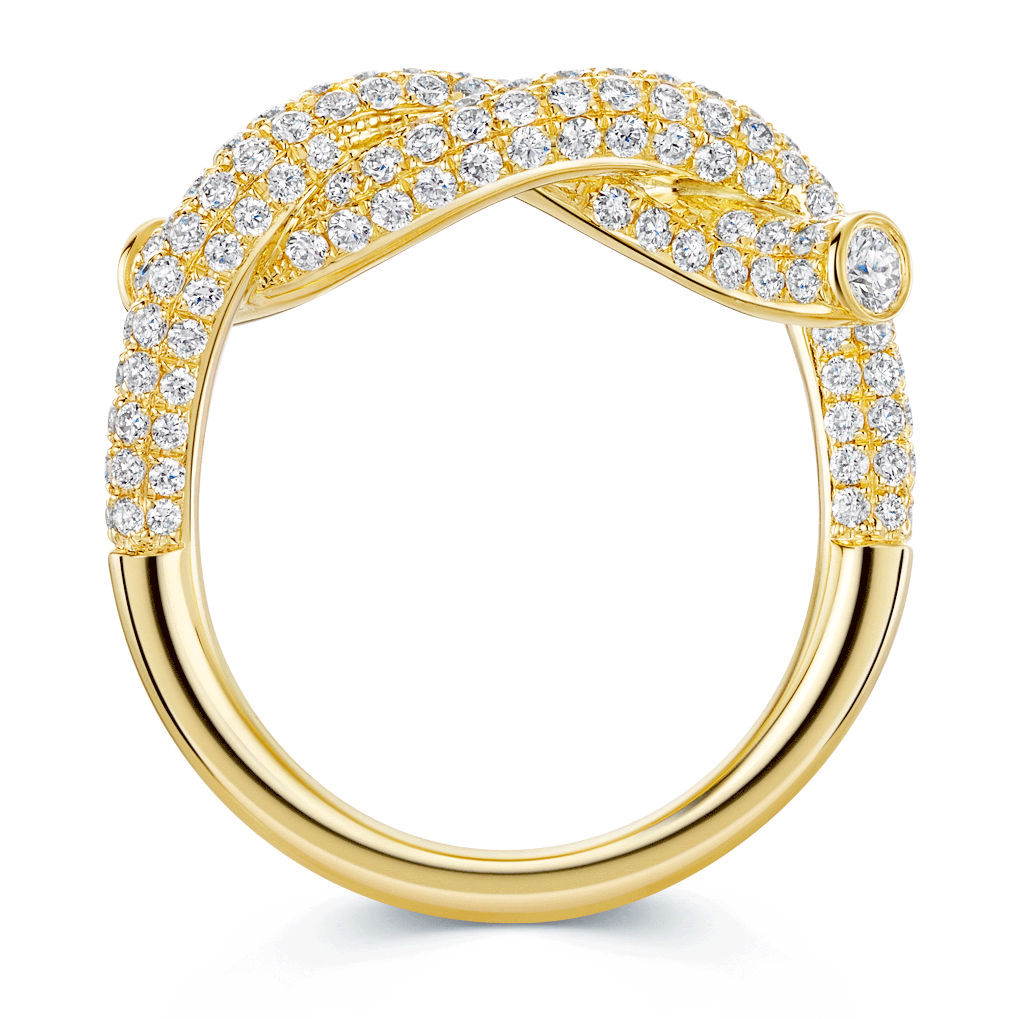 18ct Yellow Gold Diamond Knot Pave Set Dress Ring