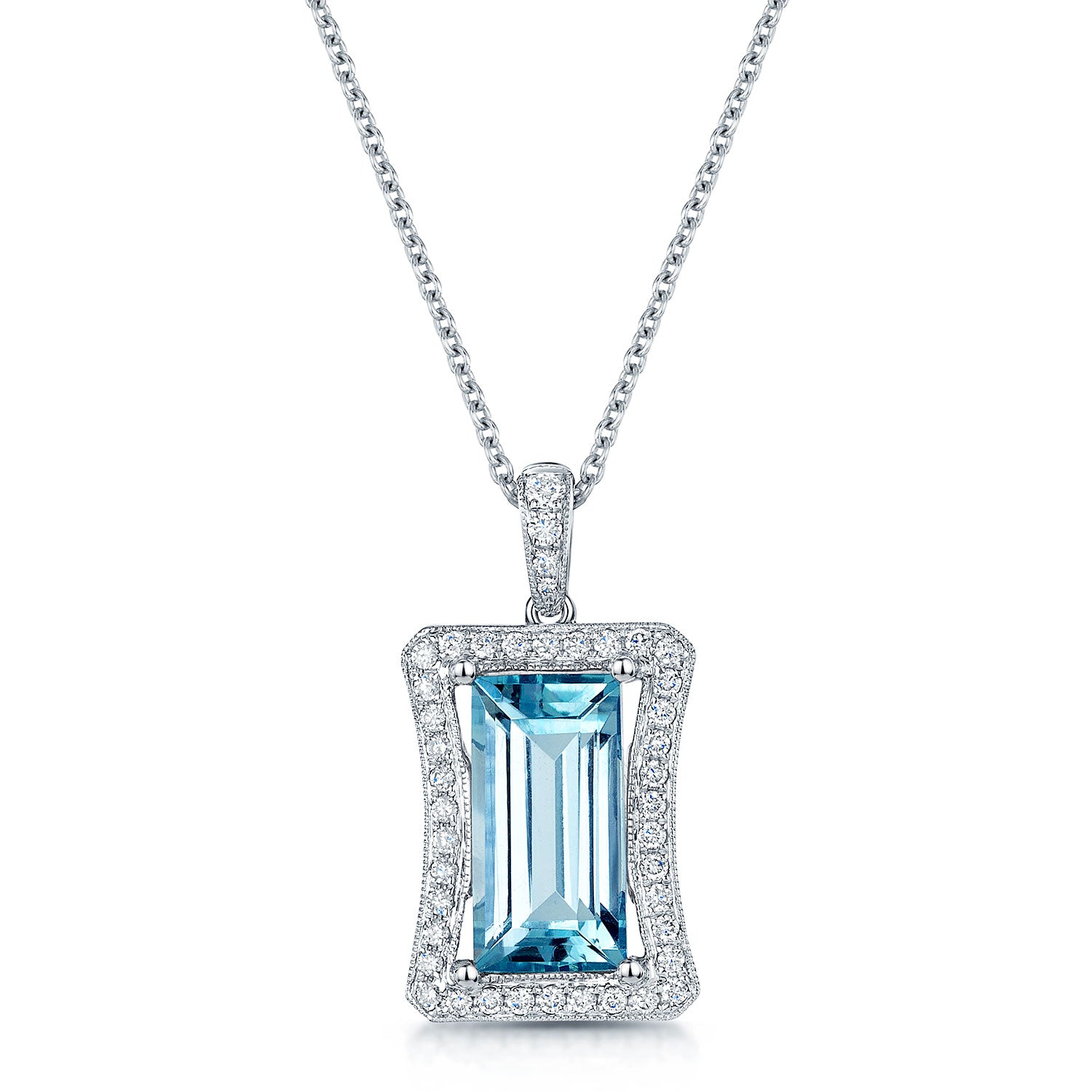 Berry's 18ct White Gold Aquamarine And Diamond Pendant - Berry's Jewellers