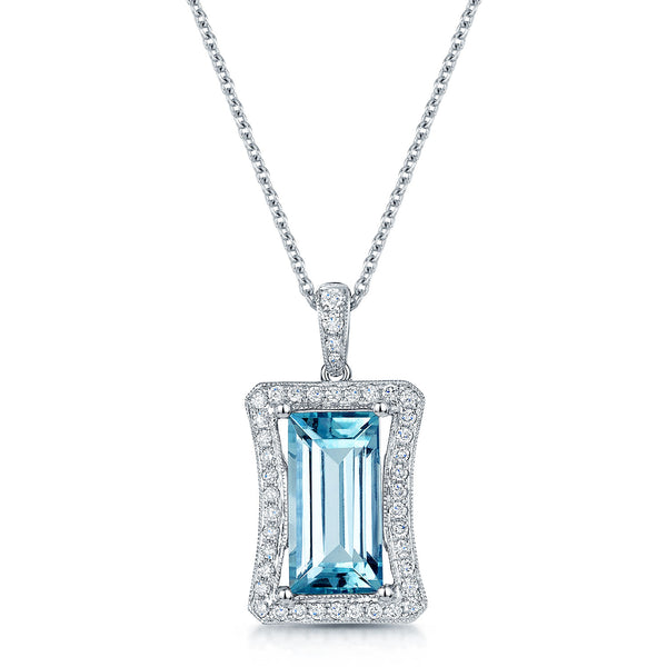 Berry's 18ct White Gold Aquamarine And Diamond Pendant - Berry's Jewellers