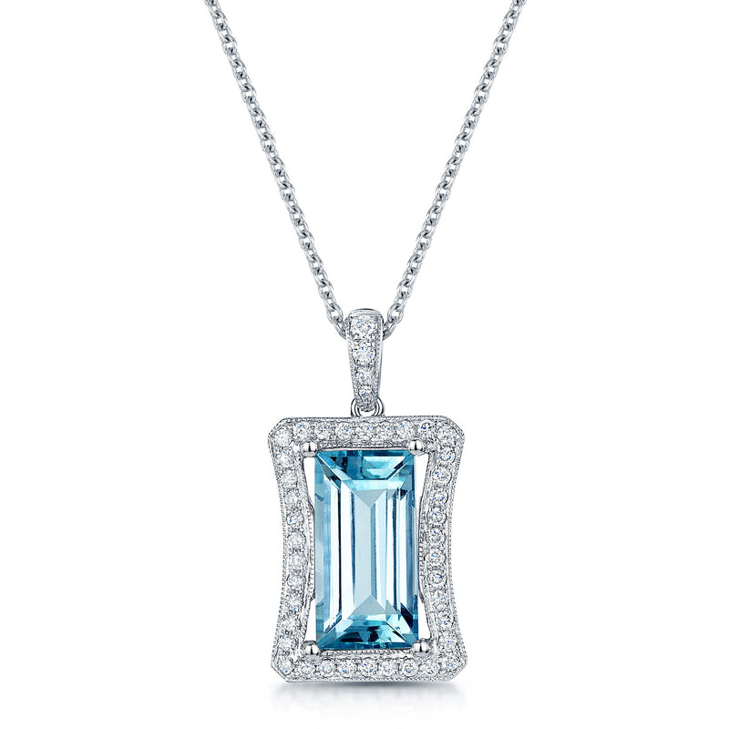 Berry's 18ct White Gold Aquamarine And Diamond Pendant - Berry's Jewellers