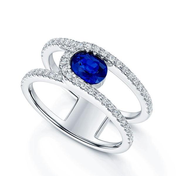 Berry's Verve Collection Platinum Oval Sapphire And Diamond Dress Ring - Berry's Jewellers