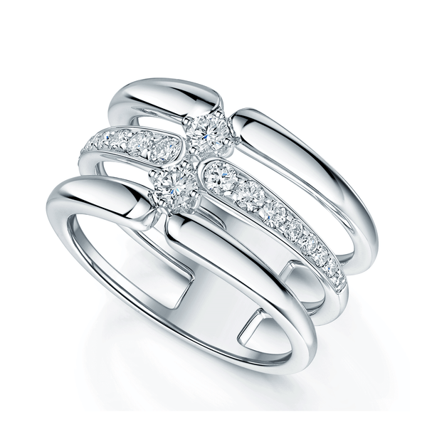 Berry's Platinum Round Brilliant Cut Diamond Three Row Dress Ring - Berry's Jewellers