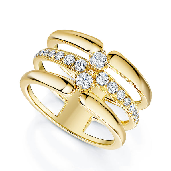 Berry's Platinum Round Brilliant Cut Diamond Three Row Dress Ring - Berry's Jewellers
