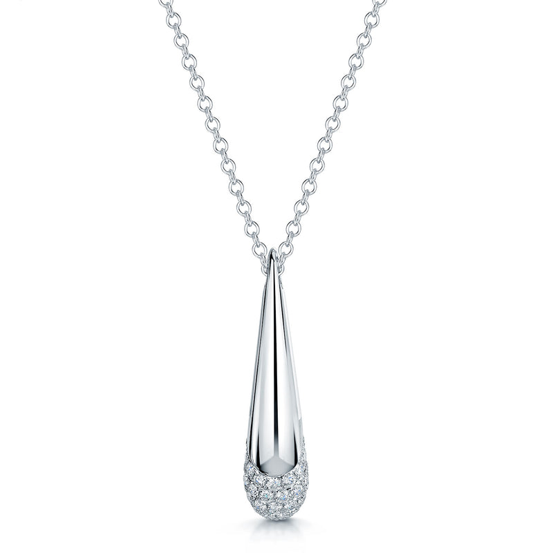 Berry's Ember Collection 18ct White Gold Diamond Pave Set Drop Pendant - Berry's Jewellers