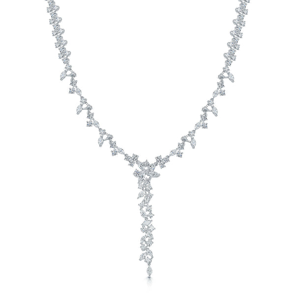 Berry's 18ct White Gold Marquise And Round Brilliant Cut Diamond Collarette With Detachable Drop - Berry's Jewellers