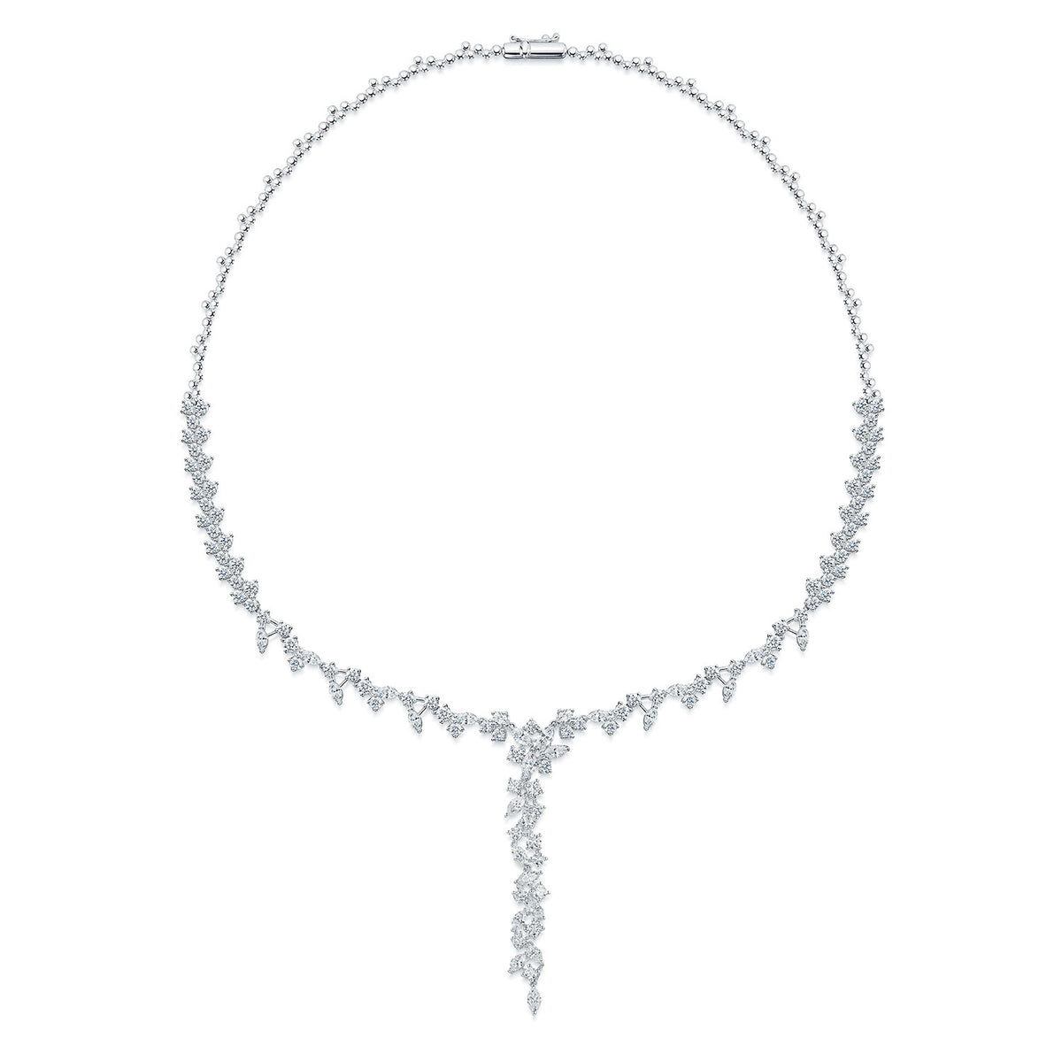 Berry's 18ct White Gold Marquise And Round Brilliant Cut Diamond Collarette With Detachable Drop - Berry's Jewellers