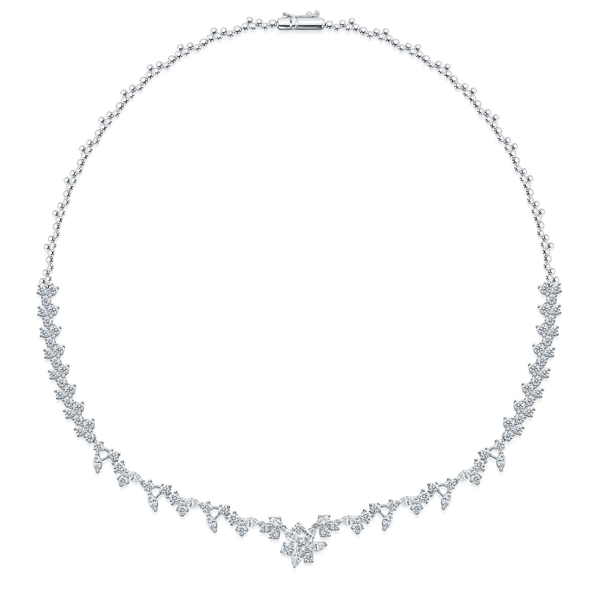 Berry's 18ct White Gold Marquise And Round Brilliant Cut Diamond Collarette With Detachable Drop - Berry's Jewellers