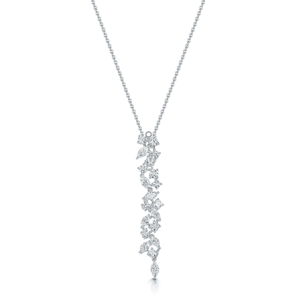 Berry's 18ct White Gold Marquise And Round Brilliant Cut Diamond Collarette With Detachable Drop - Berry's Jewellers