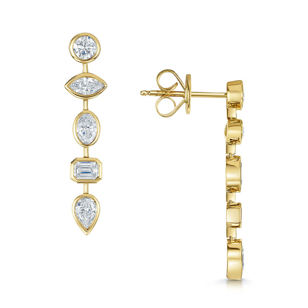 Berry's 18ct Yellow Gold Mixed Cut Diamond Drop Earrings - Berry's Jewellers