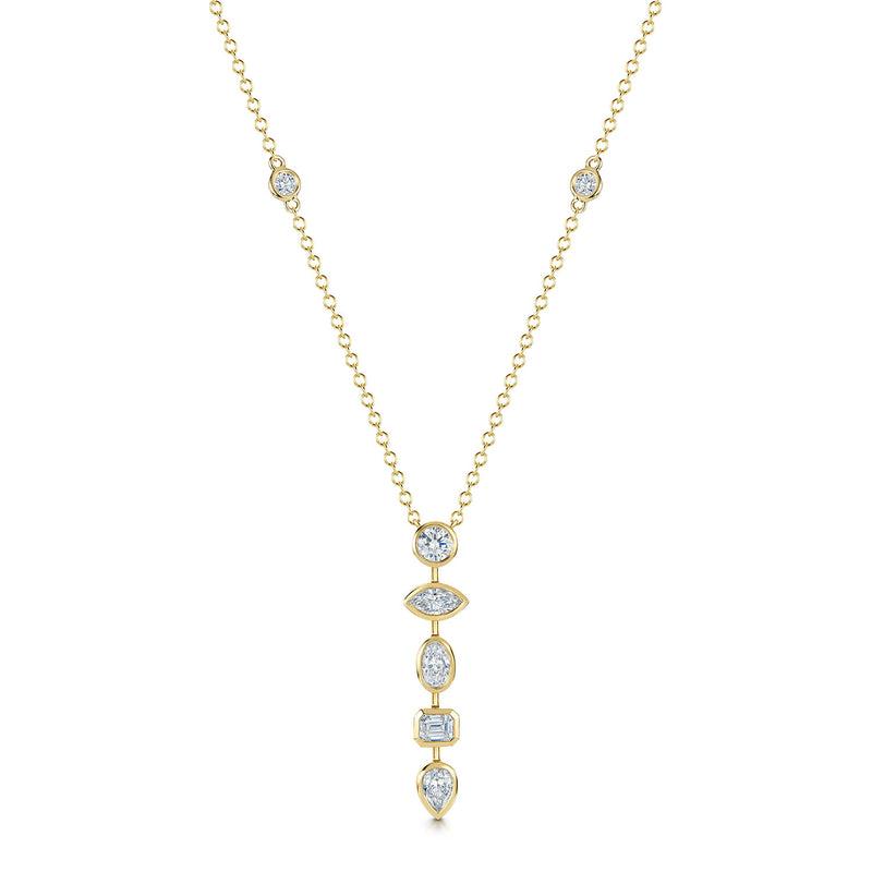 Berry's 18ct Yellow Gold Mixed Cut Diamond Drop Pendant - Berry's Jewellers