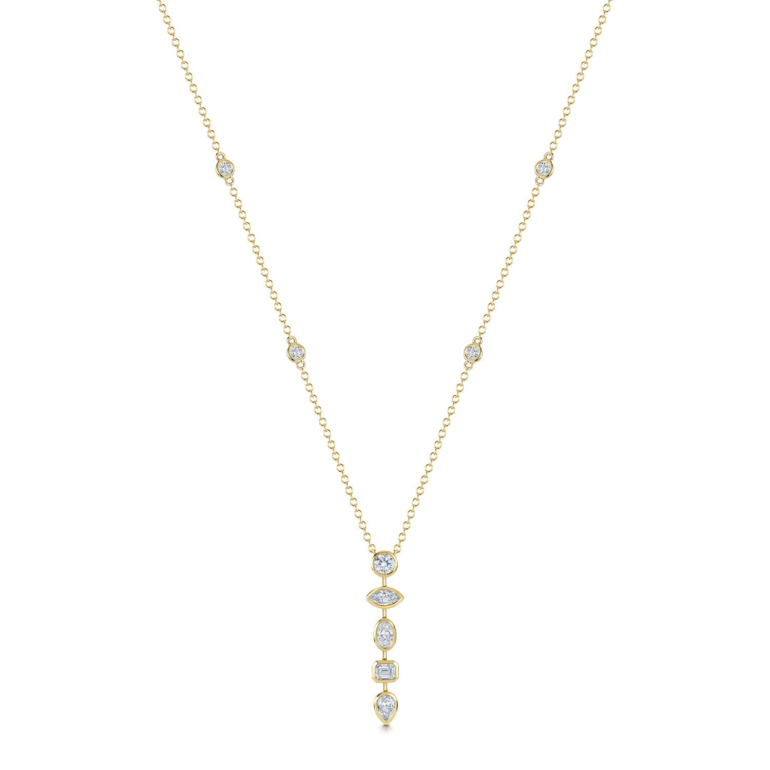 Berry's 18ct Yellow Gold Mixed Cut Diamond Drop Pendant - Berry's Jewellers