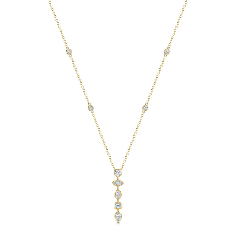 Berry's 18ct Yellow Gold Mixed Cut Diamond Drop Pendant - Berry's Jewellers