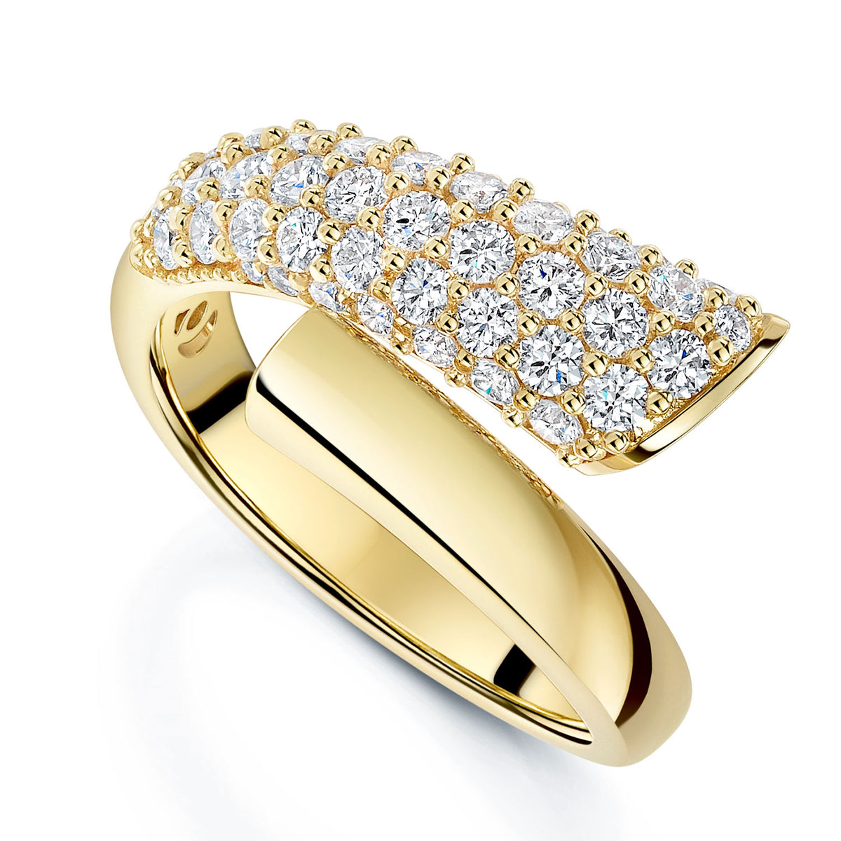 Berry's 18ct Yellow Gold Round Brilliant Cut Pave Diamond Cross Over Dress Ring - Berry's Jewellers