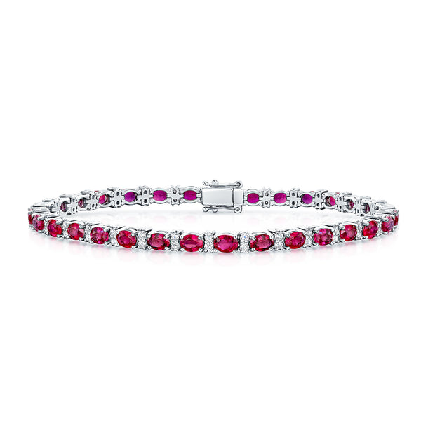 Berry's 18ct White Gold Ruby And Diamond Tennis Bracelet - Berry's Jewellers