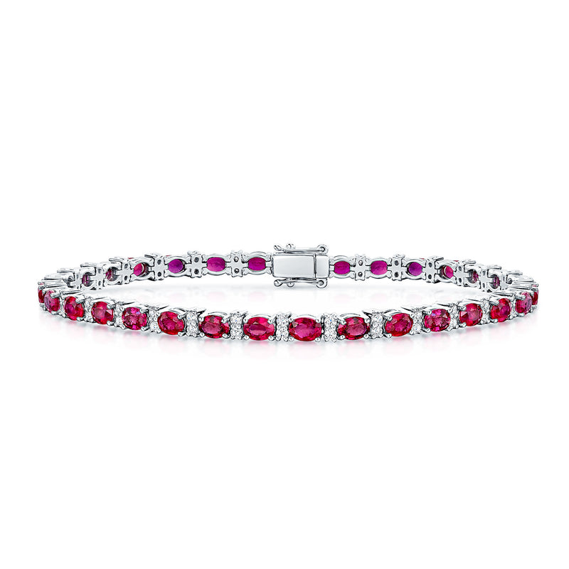 Berry's 18ct White Gold Ruby And Diamond Tennis Bracelet - Berry's Jewellers