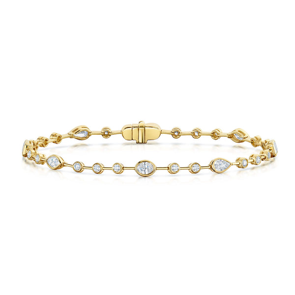 Berry's 18ct Yellow Gold Mixed Cut Diamond Rub over Bracelet - Berry's Jewellers