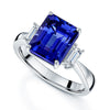 Berry's Platinum Emerald Cut Tanzanite and Baguette Cut Diamond Three Stone Ring - Berry's Jewellers