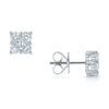 Berry's 18ct White Gold Princess Cut & Half Moon Diamond Stud Earrings - Berry's Jewellers