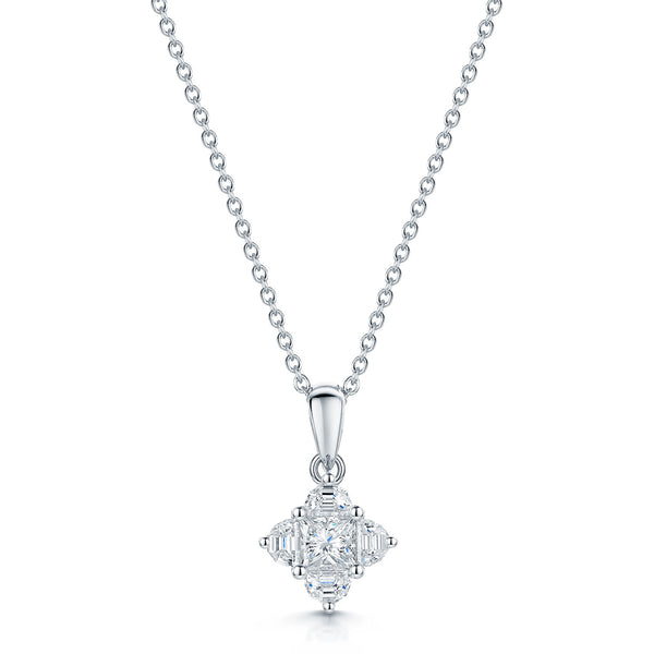 Berry's 18ct White Gold Princess Cut & Half Moon Diamond Pendant - Berry's Jewellers