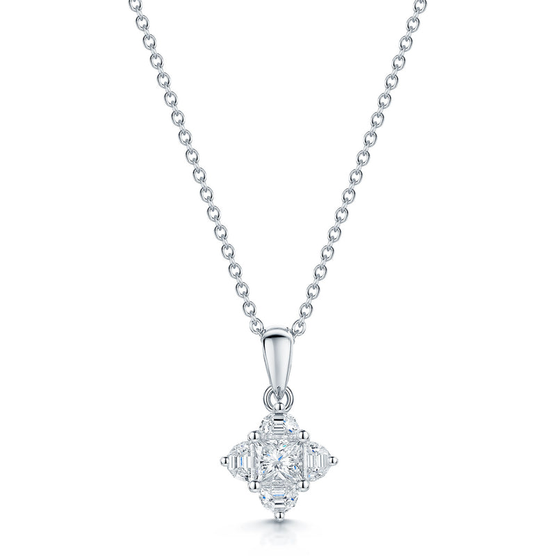 Berry's 18ct White Gold Princess Cut & Half Moon Diamond Pendant - Berry's Jewellers